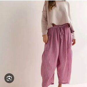BNWOT Free People Striped Quinn Pants in Pink - Sold out online